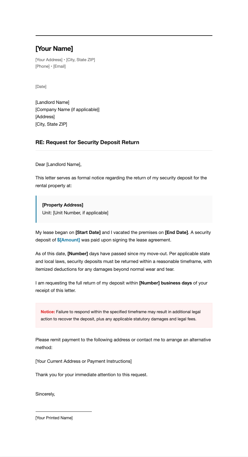 Modern minimalist demand letter